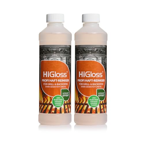 HiGloss Profi Grill- und Backofenreiniger 2 x 500ml – Ultrastark gegen Fett, Öl und Eingebranntes für Grill, Backofen, Töpfe, Bleche und Kochplatten
