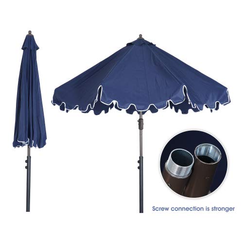 Fuzofuiz 9' Outdoor Garden Table Umbrella, Patio Umbrella Market Umbrella With Push Button Tilt And Crank, With Flap For Garden, Deck, Backyard (Navy) #TOP4