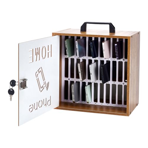 UNICRAFTALE 4 Stöckige Handyaufbewahrung Aus Holz 36 Fach Gefächerter Handyhalter Mit Griff Und Schloss Schreibtisch Organizer Verstellbare Aufbewahrungsbox Für Mehrere Handys Ideal Fürs Büro