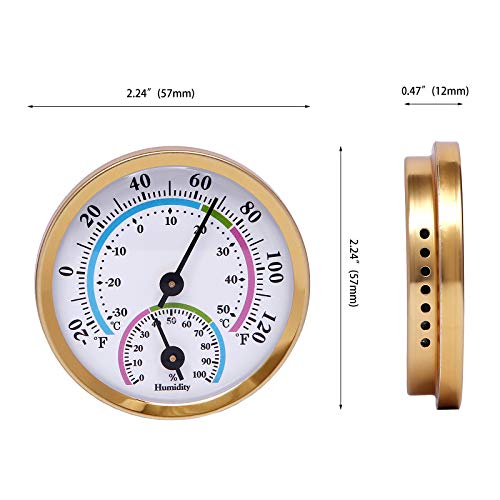 Layscopro Mini Indoor Thermometer Hygrometer Analog 2 In 1 Temperature Humidity Monitor Gauge For Home, Room, Outdoor, Offices, Display Mechanical (No Battery Needed) (Gold-2 Pack, Gold-2 Pack) #TOP1