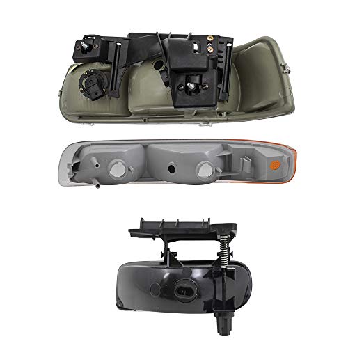 Brock Replacement 6 Pc Set Headlights Replacement Fog Lights & Side Signal Marker Lights Compatible With 1999-2002 Silverado Pickup Truck #TOP3