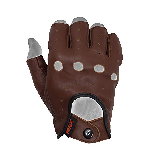 Image of MRX Driving Gloves Button Basic Soft Outdoor Glove Goat Leather Workout Full Finger, Black