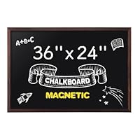 Comix Magnetic Chalkboard, 36 x 24 Inches Wooden-Framed Blackboard, Hanging Chalk Board for School Office Home and Restaurant Menu