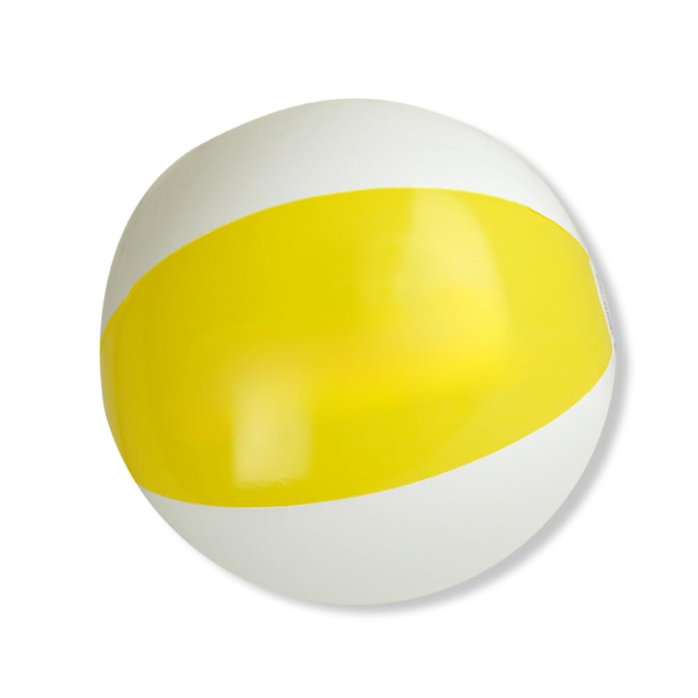 eBuyGB Inflatable Beach Ball 22cm / 9”, Colourful Pool & Beach Toy, Lightweight PVC Summer Ball for Kids & Adults, Party Supplies, Birthday Favours & Water Games, Single & Bulk Packs (Yellow)