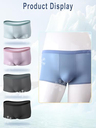 Men's 4-Pack Big & Tall Ice Silk Boxer Briefs, Soft, Breathable & Smooth Fabric, Cool and not Stuffy3