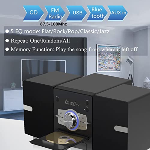 Hanlim HL-616 Home Stereo System With Cd Player Fm Radio Bluetooth Aux In/Usb In, Earphone Jack, Remote Control, 30W Hifi Shelf Stereo System thumb #1