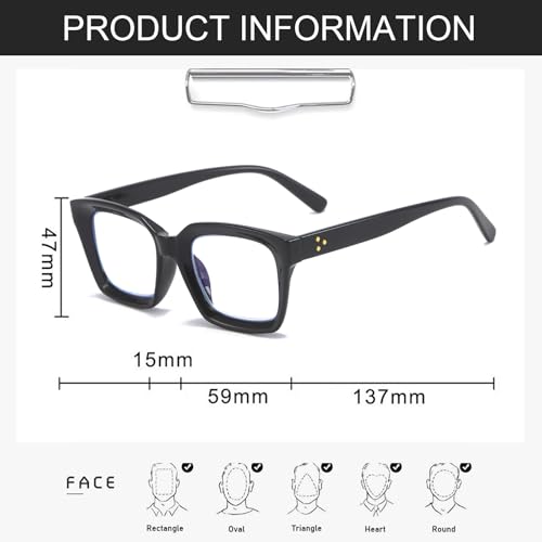 Image of REAVEE 2 Pack Oversized Reading Glasses for Women Men Blue Light Blocking, Ladies Stylish Retro Square Large Computer Readers (Black /Leopard 1.75x)