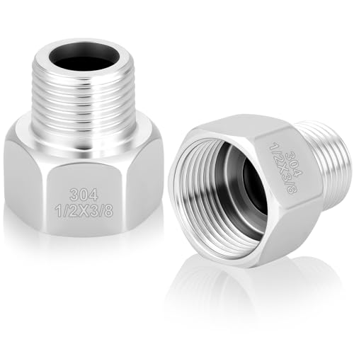 Flintronic 2 Pièces Réducteur en Laiton Adaptateur, 1/2 "Femelle à 3/8" Mâle BSP Filetage en Laiton Douille Hexagonale Connecteur de Réduction, Réducteur Femelle Mâle, pour la Conversion de Tuyau