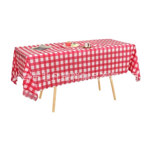 Image of Four Disposable Plastic tablecloths with red and Blue Checkered Patterns, Suitable for Outdoor picnics, Birthdays, Parties and Camping