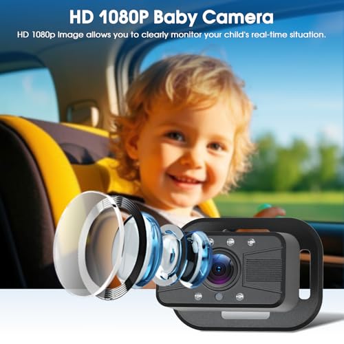Cámara para bebés automotriz de 7’’ con Android Auto, Bluetooth y visión nocturna IPS 2