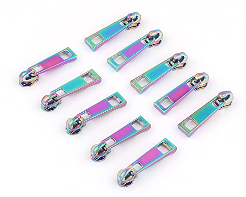 3# Cabeza de cremallera de metal arcoíris con tiradores de separación rectangulares para coser bolso de mano Suministros de hardware Ropa de chaqueta-China, arco iris, 3# Cover