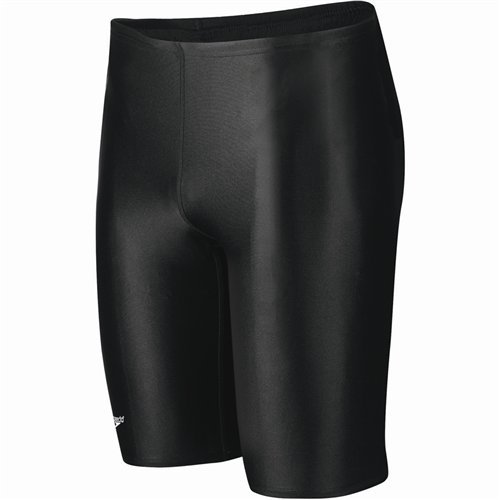 Speedo 825764 Mens Solid Powerflex Jammer (Adult), Black, 42