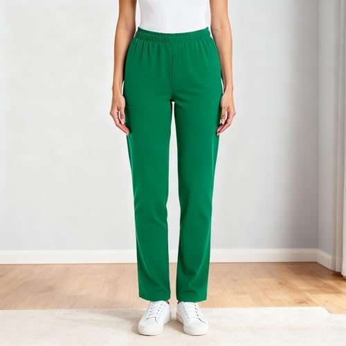 Image of Scrub Pants for Women Drawstring Waist with Straight Leg High Waisted Solid Color Soft Breathable Pants with Pockets
