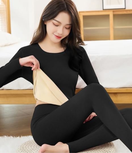 Image of Celary Women's Thermal Set ||Warm Winter Innerwear with Full Sleeves & Bottoms || Soft Cotton Blend Base Layer for Cold Weather