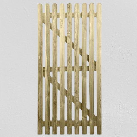 md carpentry Wooden Garden Picket Gate Pedestrian Gate 150cm High x 75cm Wide x 6cm Deep, Brown, Wood, Garden Path Style