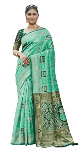 Sari Banarasi traditionnel pour femme en jacquard avec tissu de chemisier