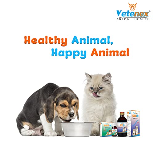 VETENEX Herbal Dewormer & Multivitamin Supplement Syrup with Biotin for Puppy and Cats - Pack of 2