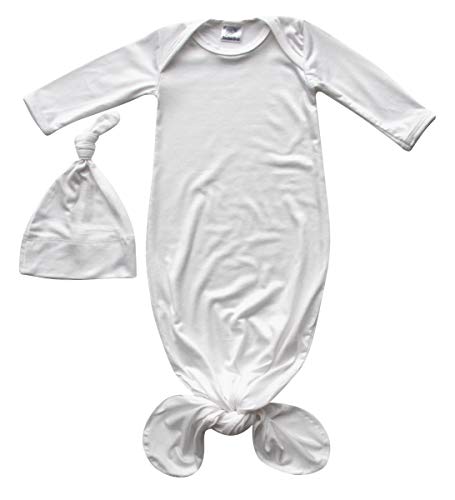 Plain Silky Knotted Baby Gown with Knotted Hat, Unisex, Boys, & Girls, newborn outift