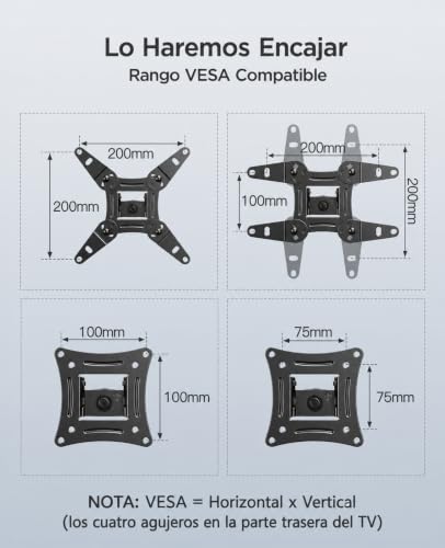 Miniatura 7 de Perlesmith Soporte Tv Pared Inclinable Giratorio Rotatorio 360 , Soporte Tv Para Tv 13-42 Pulgadas, Máx Vesa 200x200mm, Capacidad 20kg, Para Salón Y Dormitorio