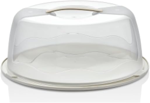 Wet Cake with Snap-on Lock, Lid and Handle, Cake Carrier, Round Jar for Kitchen Storage, BPA-Free Cake Fan, Pastry, Muffin Storage Container, Cupcake, Pie Carrying Box (1, Cream, 12×28)