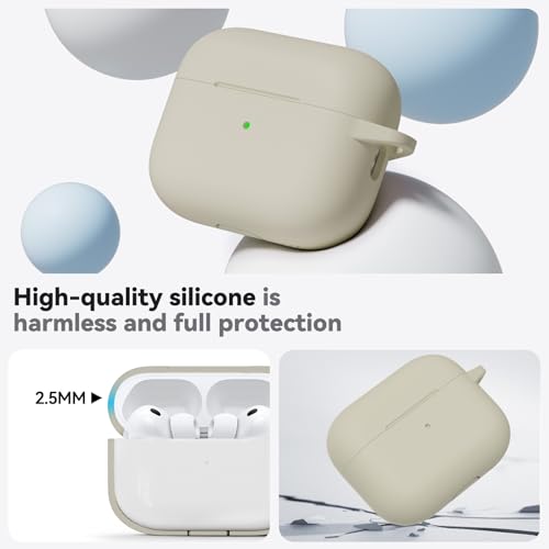 Image of Ljusmicker for AirPods Pro 3 Case 2025 with Cleaner Kit,Soft Silicone Protective Cover for Apple AirPods Pro 3rd Generation Cases for Women Men,for AirPod Pro 3 Cover with Keychain-Khaki