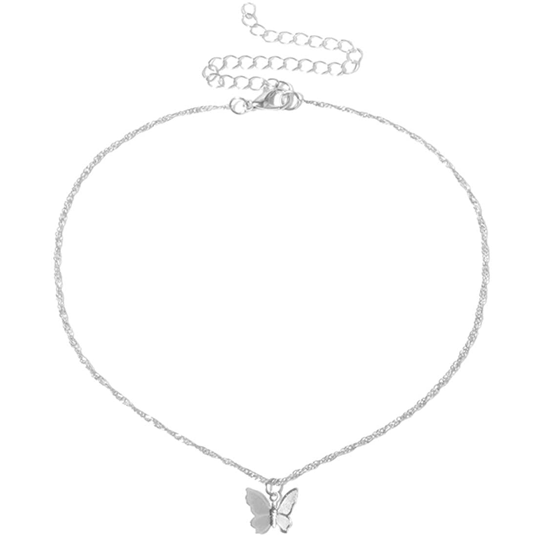 COSMOS SYSTEMS Butterfly Choker Necklace Gorgeous Pendant Necklaces Sparkly Butterfly Chain Jewellery for Women (Silver 1 Butterfly Charms) (B09FTCBWJR) Amazon Price History, Amazon Price Tracker