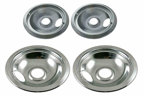 #US Replacement Parts Chrome Drip Pan Set Stove Bowl Reflector for Frigidaire for Kenmore for Tappan TEP351 (AikePart#29126-12710)