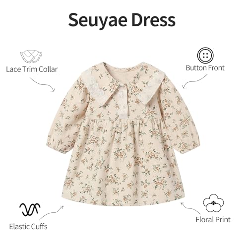 Baby Girl Floral Dress Brushed Cotton Knee Length Fall Outfit 6M-4T3