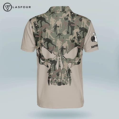Lasfour Custom Skull Bowling Shirt For Men, Bowling Jerseys For Men Short Sleeve, Men's Funny Bowling Team Shirts For Men (Skull) #TOP2