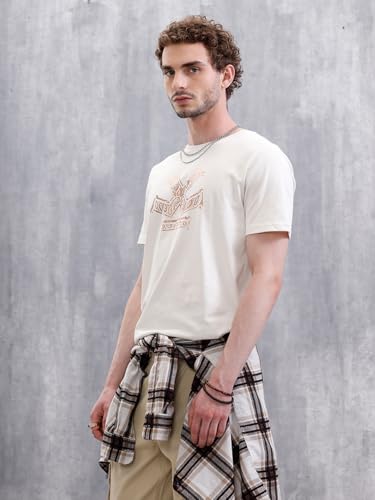Image of WROGN Men's 180 GSM Pure Cotton T-Shirt | Graphic Print