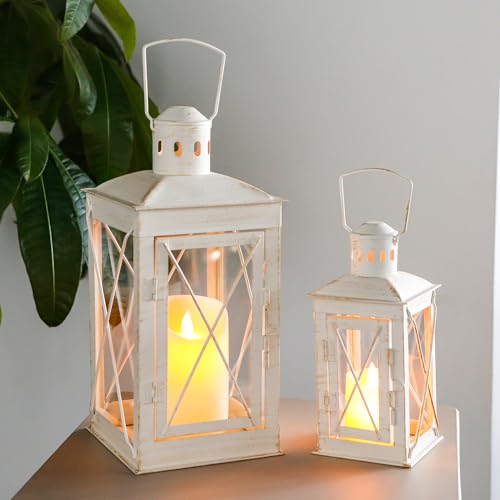 TRIROCKS Set of 2 Decorative Candle Lantern 12'' & 8''
