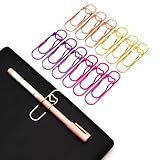NELJIBEHU 12 Pcs Metal Pen Holder Clips for Notebook, Planner Accessories, 2.8-Inch Jumbo Heart Paper Clips