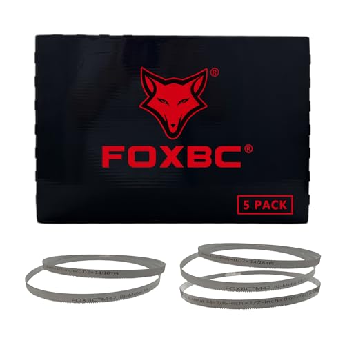 FOXBC Portable Bandsaw Blades 44-7/8 x 1/2 x .020 14/18 TPI Replacement for DeWalt DW3986 Milwaukee 48-39-0561 Portable Band Saw 5 Pack