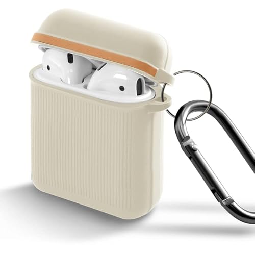 ＺＮＸ＼ＺＥＮＩＸ AirPods 第2世代 第1世代 ケース AirPods2 AirPods1 ケース シリコン カラビナ付 ベージュ ZX-linpods (AirPods 1/2, ベージュ)