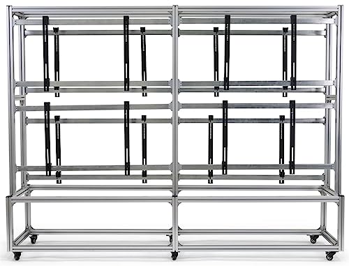 displays2go video wall stand for 8 4934 - 5534 tv screens double-sided wheels - silver dxvwall2x2