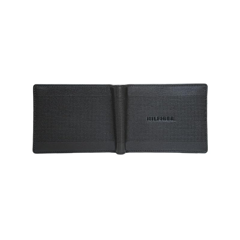 Image of Tommy Hilfiger Men's Benin Slimfold Wallet - Brown| Laser-Etched Leather | Ultra-Slim Design| Purse for Men | Ideal for Gifting