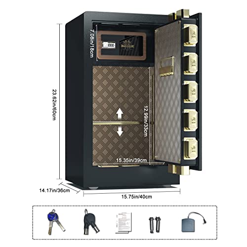 3.05 Cubic Safe Box Fireproof Waterproof, Safe Box For Home With Digital Keypad, Money Safe With Removable And Adjustable Shelf, Led Light,Double Alarm Security Safes #TOP1