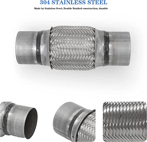 Image of Exhaust Flex Pipe 3 inchx6 inch Heavy Duty Stainless 10 inch OL 2 Pack