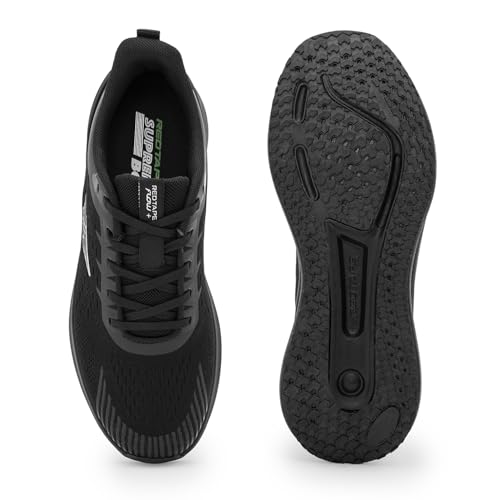 Image of Red Tape Men's Sneakers Black Silver Mesh Round Toe Lace-Up