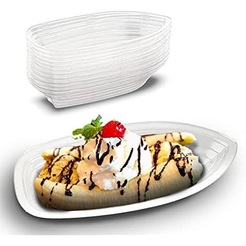 MT Products 8 oz. Clear Plastic Disposable Banana Split Boats /Perfect Size/ Great Party Dish (30 Pieces) - Made in The USA Cover