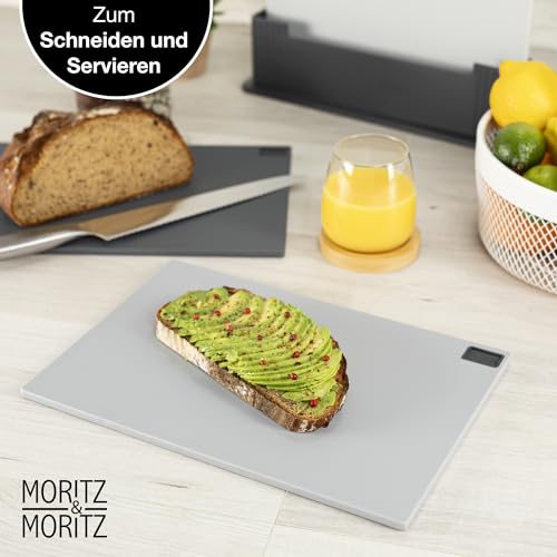 Moritz & Moritz 3x Schneidebrett Kunststoff Set - 32 x 22 cm - Im praktischen Ständer – Küchenbrett Groß – Spülmaschinengeeignet und hygienisch 6