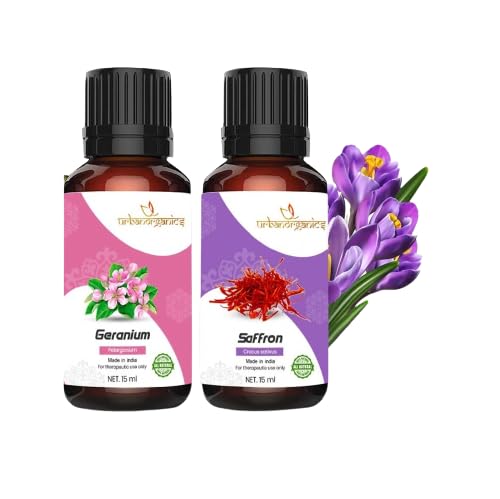 Combo of 2 Geranium Egyptian & Saffron Essential Oil Pure, Undiluted, Natural Therapeutic Grade 15 ML Each-image-36