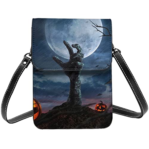 Petit sac épaule main de zombie le cadeau d'Halloween idéal en cuir noir pour filles