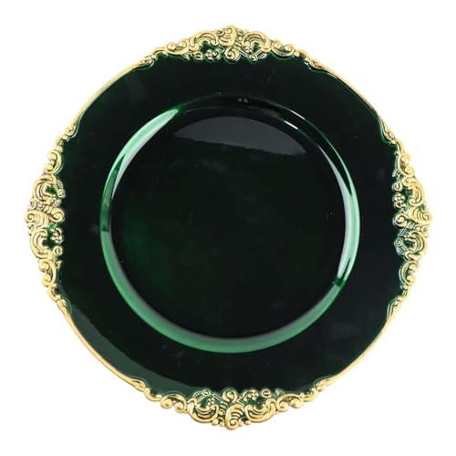 Platos cargadores redondos 13" acrílico verde set 12 miniatura 7