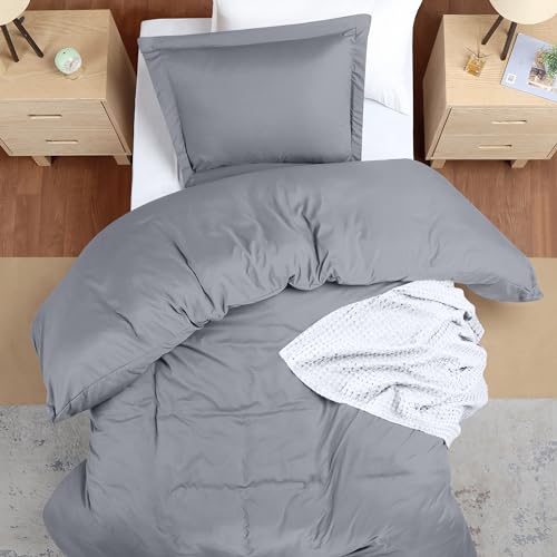 Utopia Bedding Duvet Cover Twin Size - 2 Piece with Zipper Closure - 1 Comforter Cover 68X90 Inches & 1 Pillow Sham 20X26 Inches (Pack of 10, Grey) Comforter Not Included