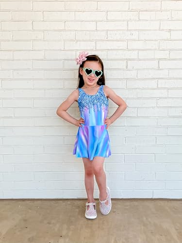 Image of Yousie Girls Swimsuit One Piece Tropical Kids Bathing Suit Swimwear Adjustable Swim Dress 5-9 Years