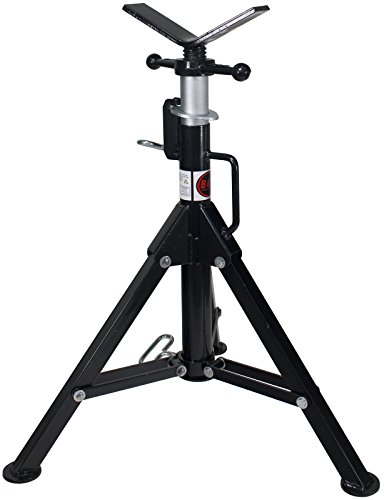 B&B Pipe 3900 High-Profile Adjustable Pipe Jack Stand with V-Head and Folding Legs