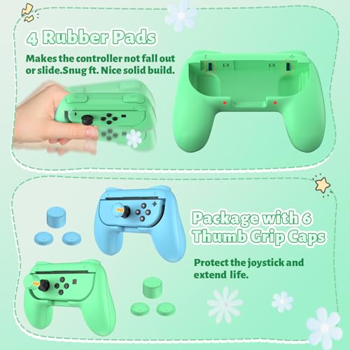 Image of FASTSNAIL Grips Compatible with Nintendo Switch for Joy Con & OLED Model for Joycon, Wear-Resistant Handle Kit Compatible with Joy Cons Controllers, 2 Pack(Light Green and Light Blue)