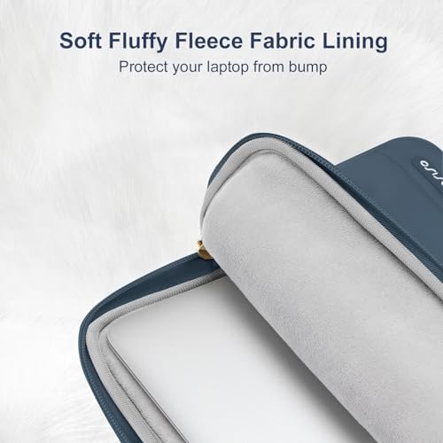 Image of MOSISO 13-14 inch Laptop Case, 13.3 inch Puffy Laptop Sleeve Compatible with MacBook Air 13 13.6 M3 M2 M1 /Pro 13 /Pro 14, HP, Dell, ASUS, Lenovo, Polyester Horizontal Bag with Small Case, Haze Blue
