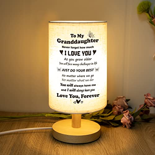 Funnli Granddaughter Gifts From Grandma Grandpa - Birthday Graduation Gifts For Granddaughter - 9.1 Inch Fabric Wooden Desk Night Lamp - Anniversary Christmas Gifts For Granddaughter #TOP2